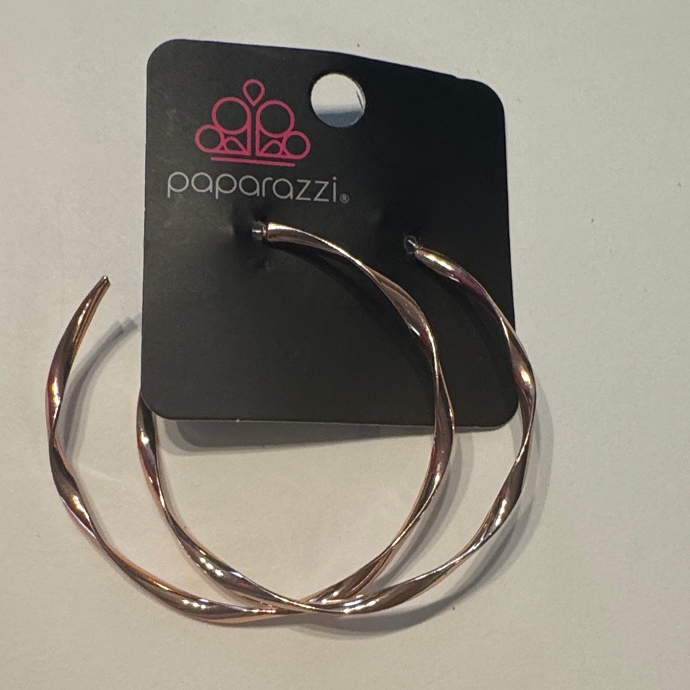 Paparazzi Rose Gold Twisted Hoop Earrings